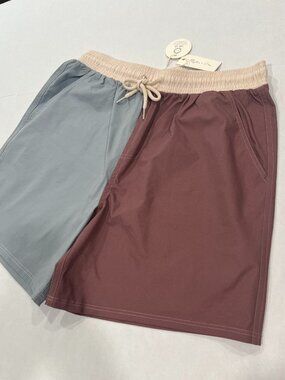 Men - S - NWT Rylee + Cru Swim Boardshort Blue/Mauve UPF 50 Swim Trunk